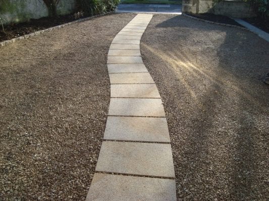 Gravel Driveway with Paved Curved Path