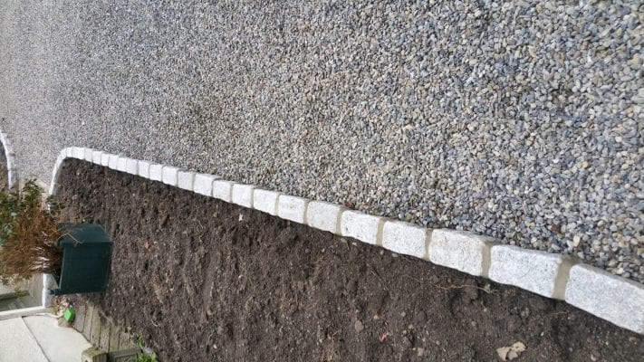 Gravel with brick border